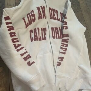 White Hoodie with Red Los Angeles California Print